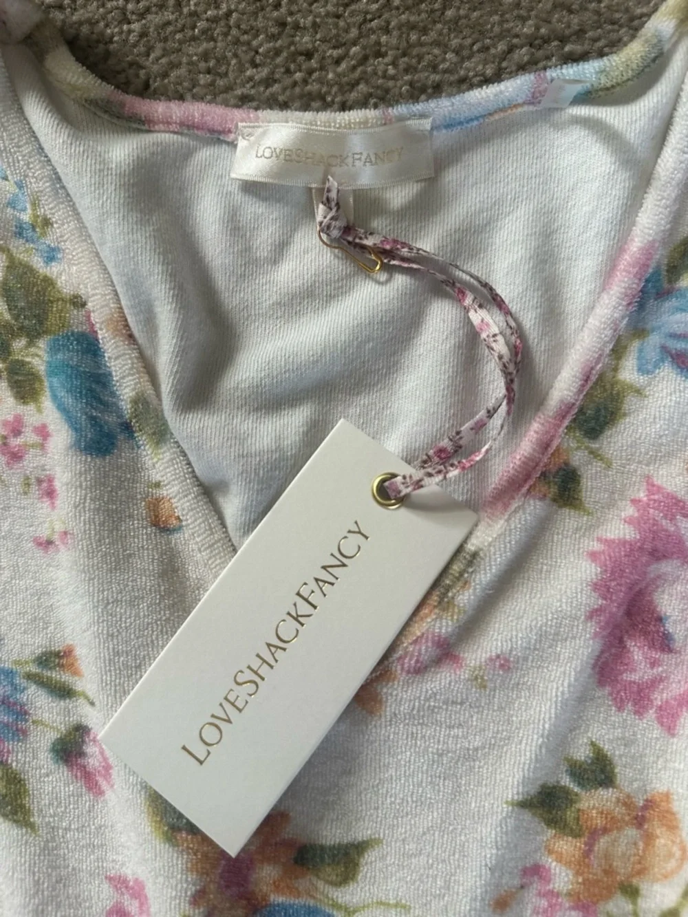 NWT LoveShackFancy Cottagecore Floral V-Neck Romper Playsuit with Pastel Blooms - Picture 6 of 9